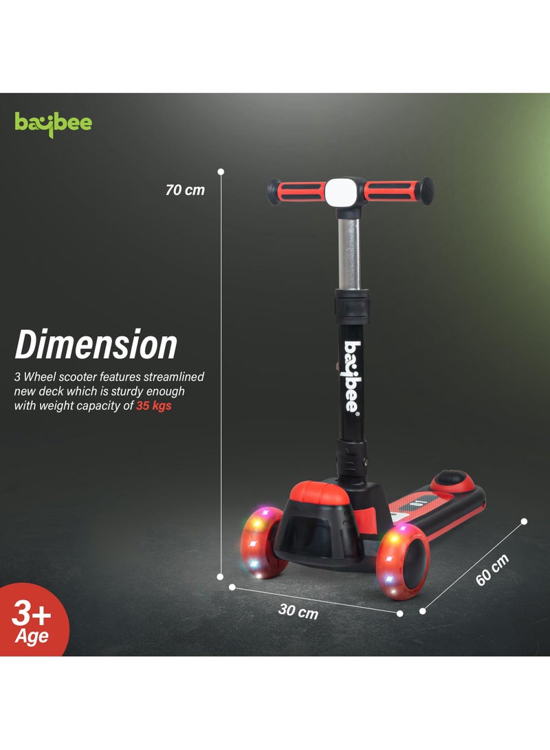 Baybee Kick Scooter for Kids, 3 Wheel Kids Scooter with Foldable and Height Adjustable Handle, Runner Scooter with LED PU Wheels, Skate Scooter for Kids 3+ Years Boys Girls