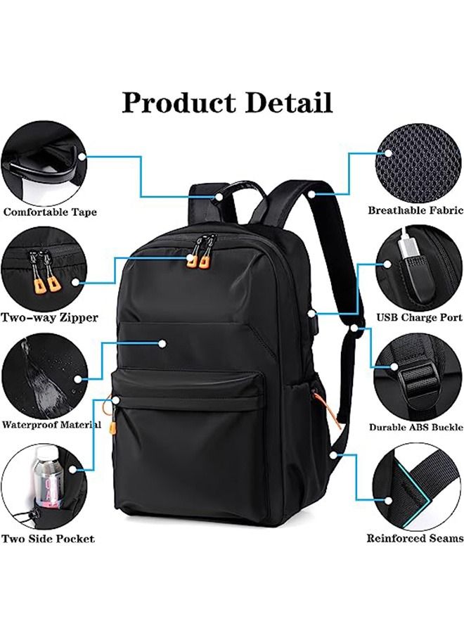 Laptop Backpack for Men Women, Water Resistant Travel Bag with USB Charging Port, Business Slim Durable College School Bookbag Fits 15.6 Inch Notebook