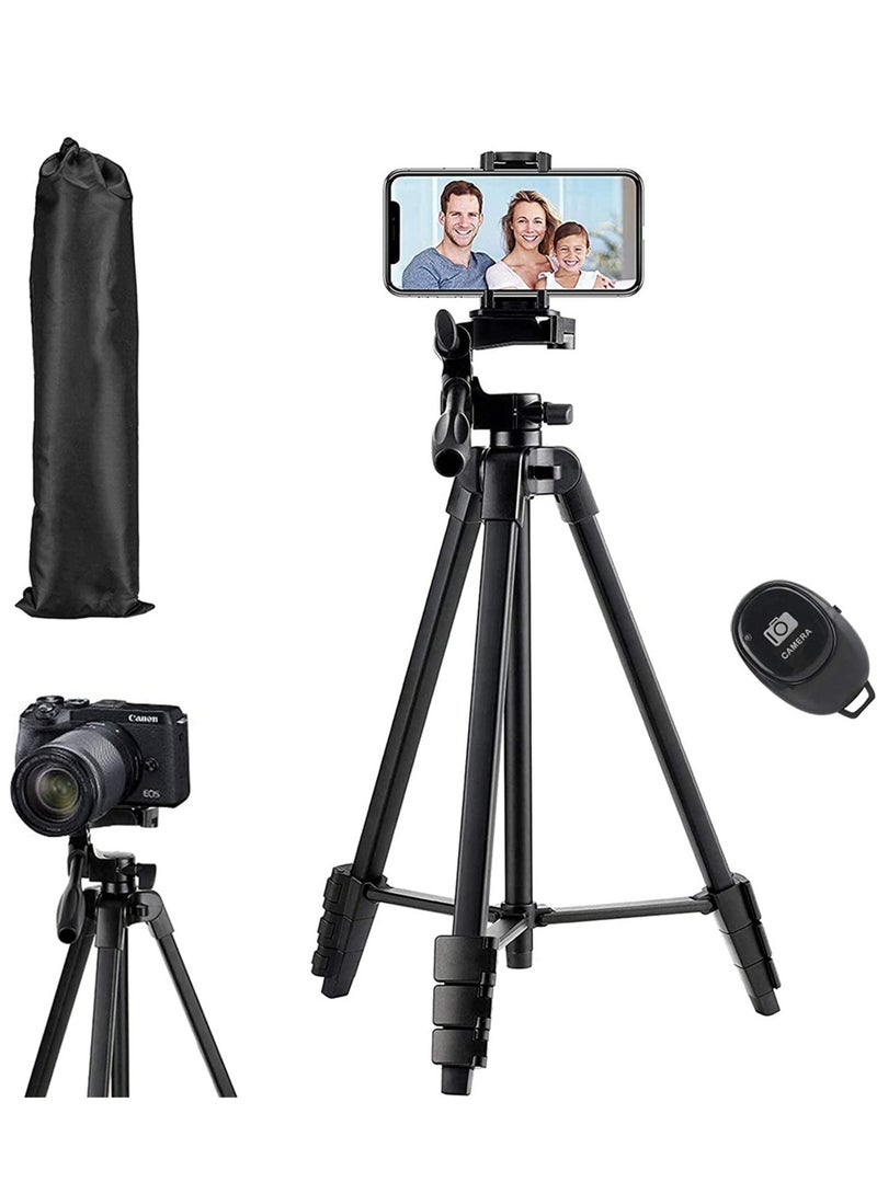 Flexible Tripod, 136cm Extendable Phone Tripod Stand with Carry Bag,Cell Phone Tripod with Wireless Remote,Universal Tripod for Video Selfie,iPhone Tripod Stand Travel Camera Tripod