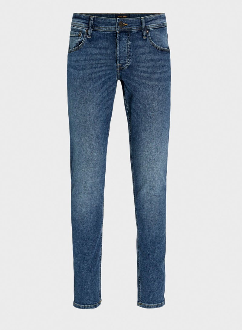 Jjiglenn Jjorignial Slim Fit Mid Wash Jeans