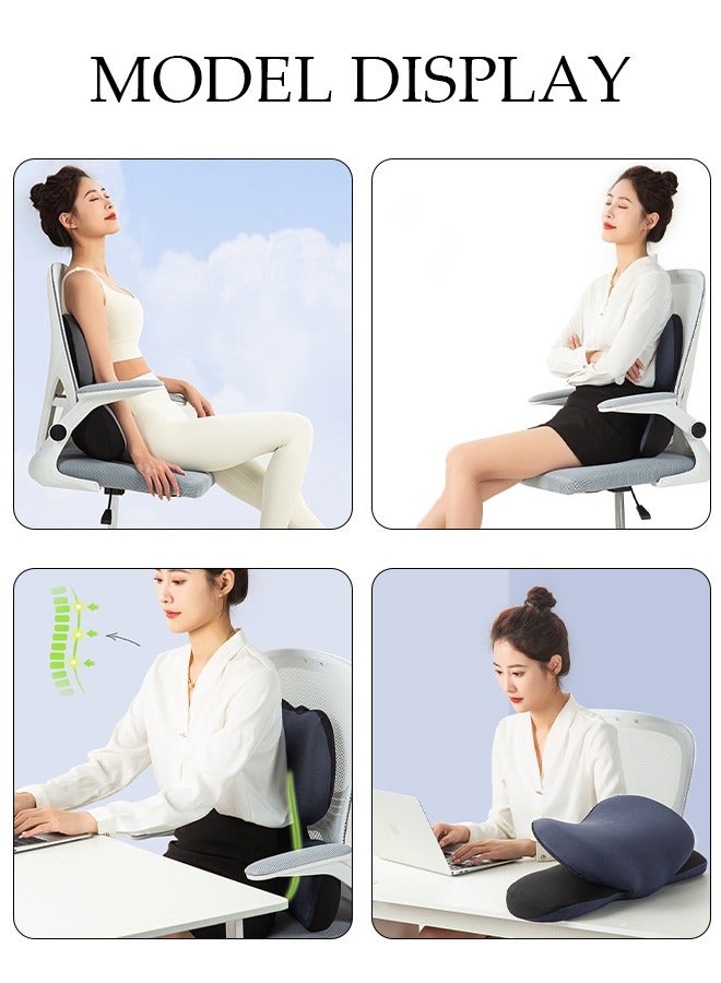 2 in 1 Office Chair Lumbar Support Pillow, Nap Pillow, Memory Foam Ergonomic Back Support Pillows with Washable Breathable Cover Long Sitting Office Workers, Car Drivers, Nap Pillow for Office Desk Chair