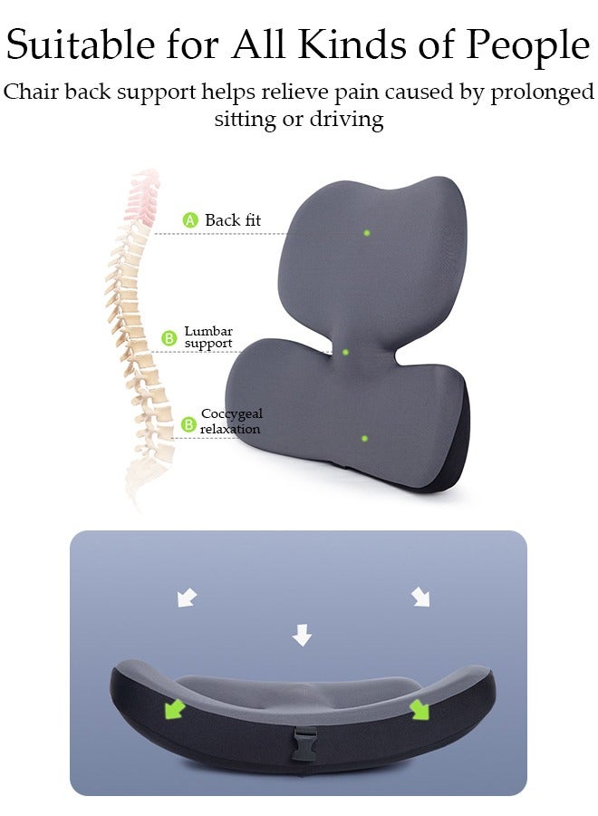 2 in 1 Office Chair Lumbar Support Pillow, Nap Pillow, Memory Foam Ergonomic Back Support Pillows with Washable Breathable Cover Long Sitting Office Workers, Car Drivers, Nap Pillow for Office Desk Chair