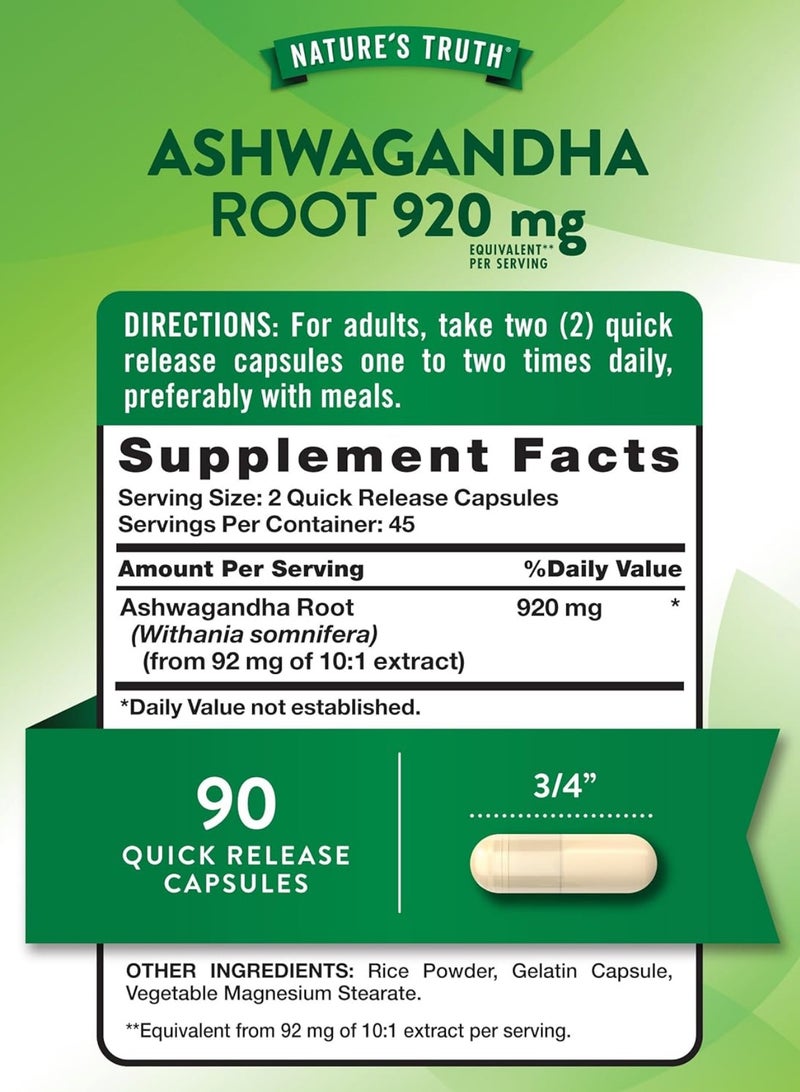 Ashwagandha Root 920mg 90 capsules