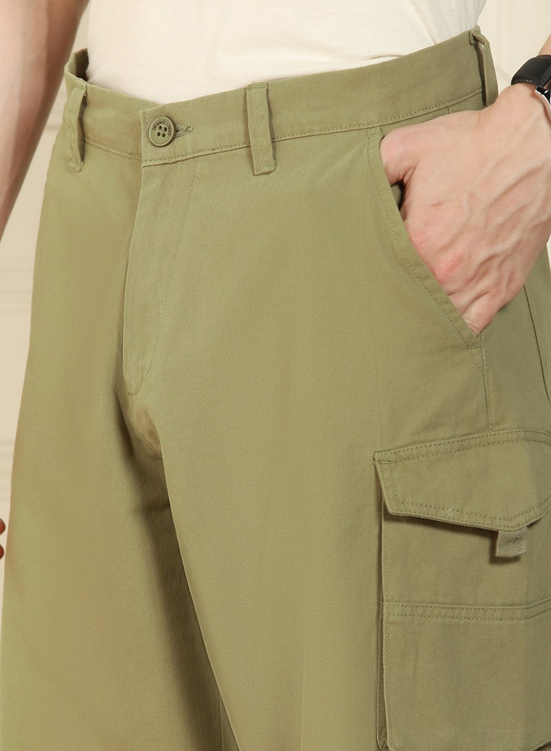 Light Olive Cargo Trouser for Men - Relaxed Fit, Versatile