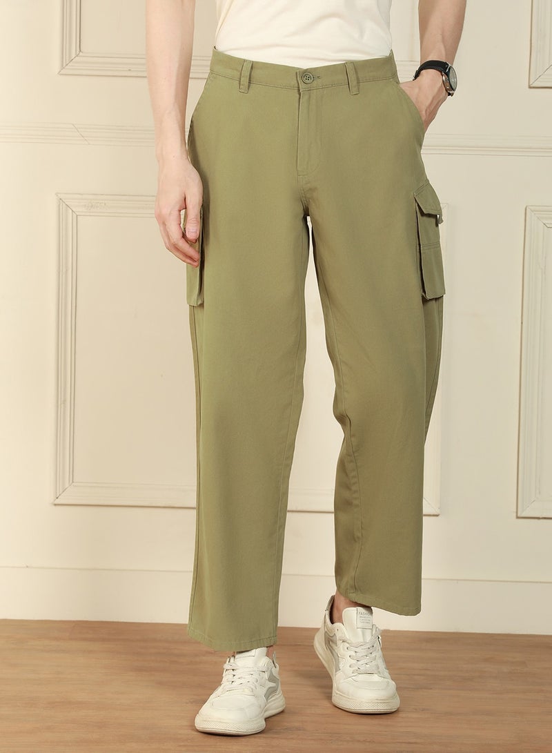 Light Olive Cargo Trouser for Men - Relaxed Fit, Versatile