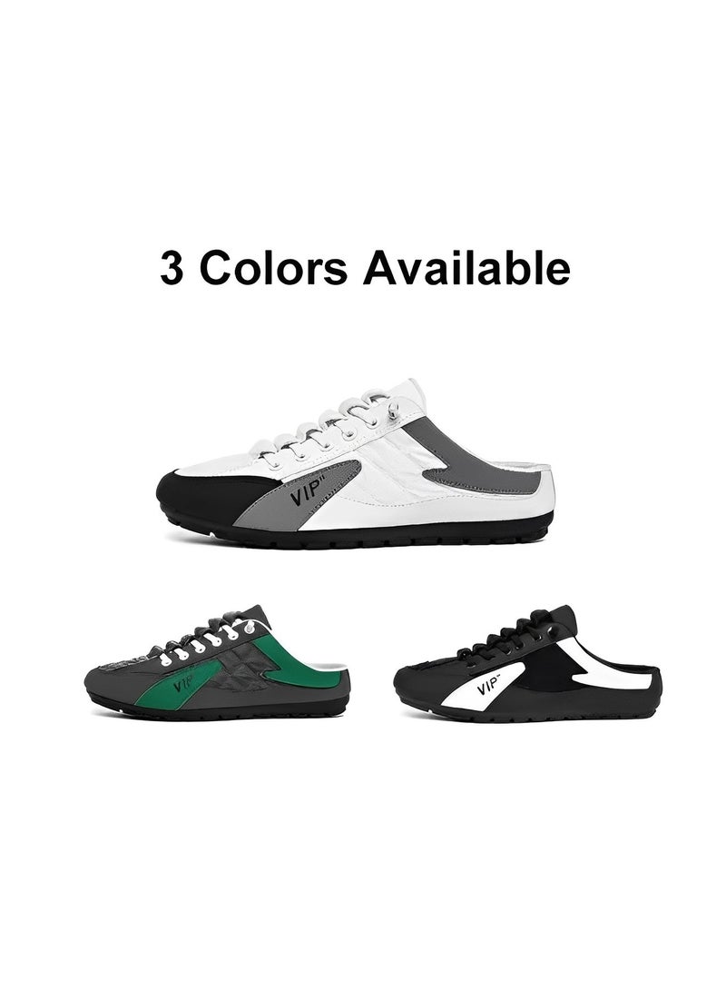 Men's Mules Shoes Slip on Sneakers Knit Flats Platform Lightweight Breathable Non-Slip Walking Shoes Backless Shoes for Outdoor Activities & Beach Vacations