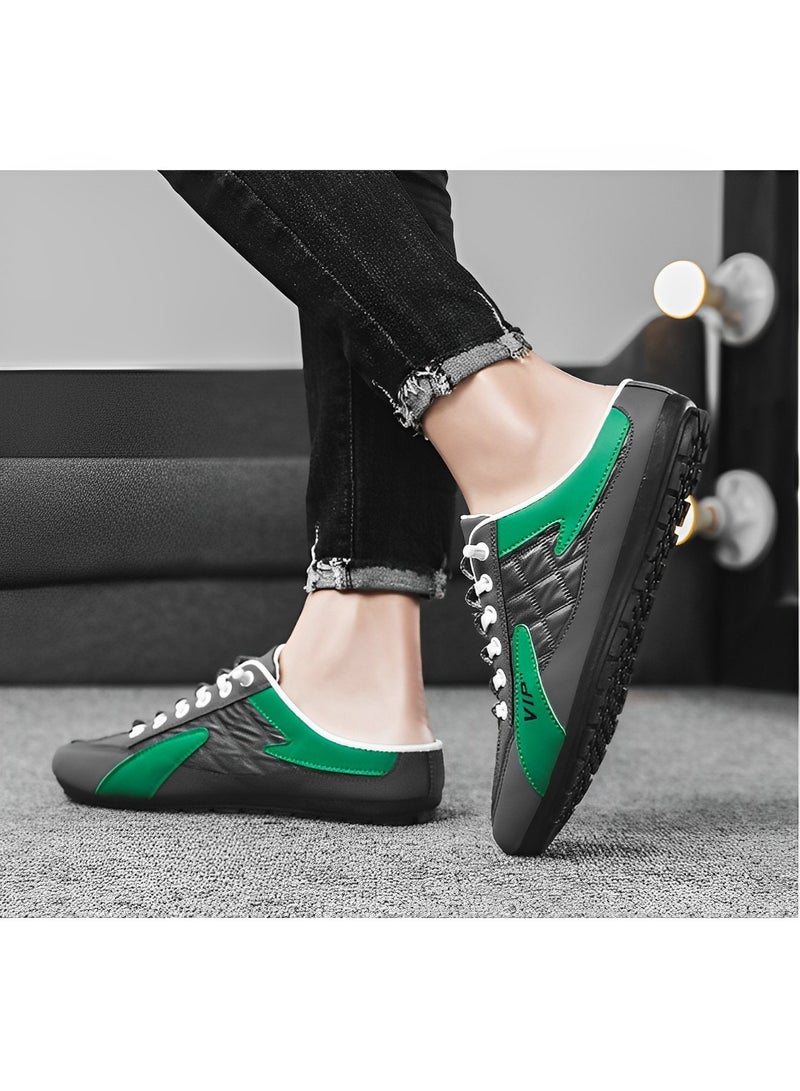 Men's Mules Shoes Slip on Sneakers Knit Flats Platform Lightweight Breathable Non-Slip Walking Shoes Backless Shoes for Outdoor Activities & Beach Vacations