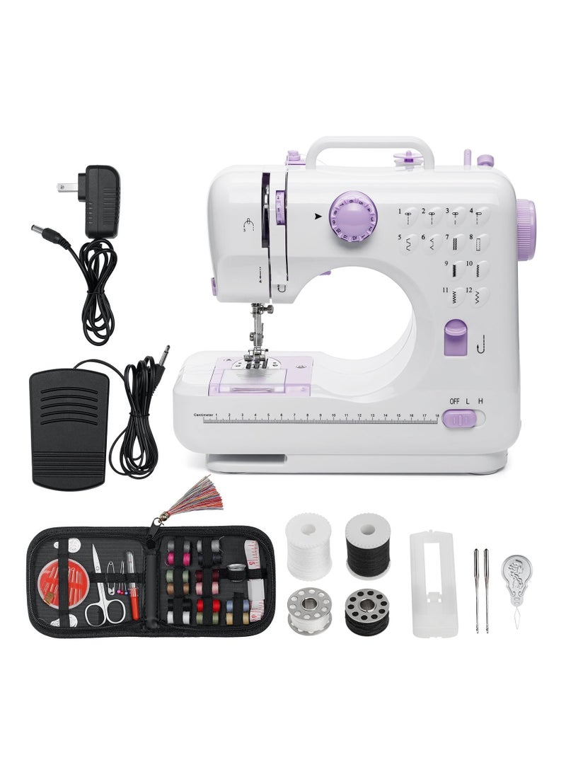 Portable Sewing Machine, Handheld Electric Sewing Machines Kit,12 Stitch Patterns Mini Sewing Machine for Beginners Kids,Household Multifunctional Crafting Mending Machine