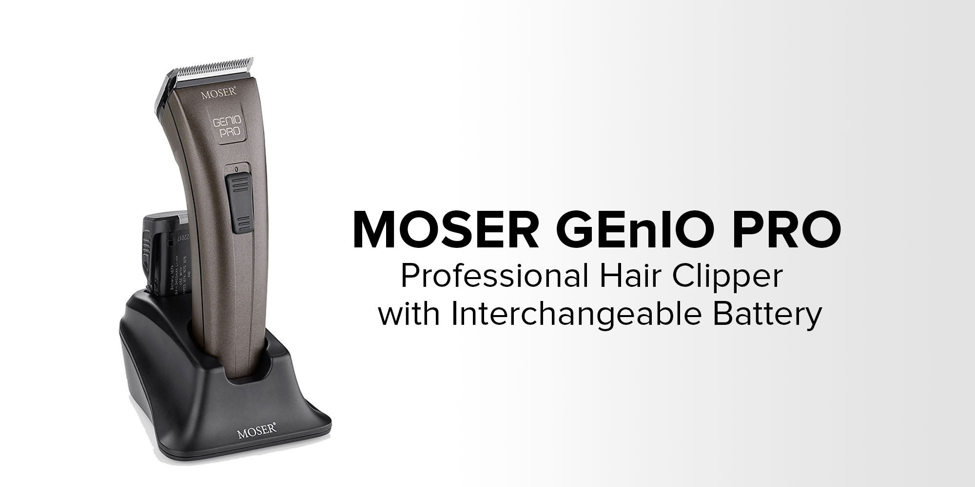 Genio Pro Professional Hair Clipper With Interchangeable Battery Brown 280grams