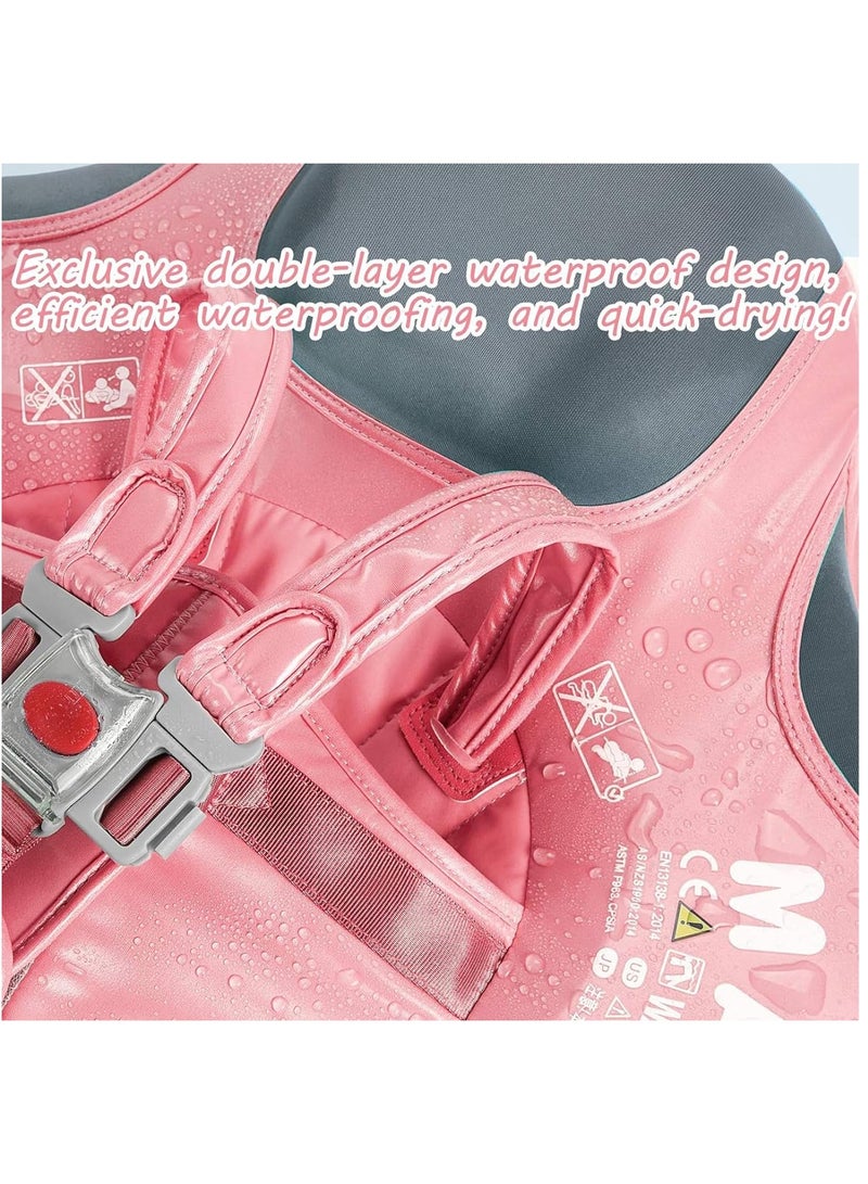 Baby swimming float Baby Pool Float 3 Months-4 Years Baby Float with Canopy Tail and Harness Non-Inflatable Infant Pool Float with Sunshade Waterproof and Quick Drying Suitable for Pool(Pink)