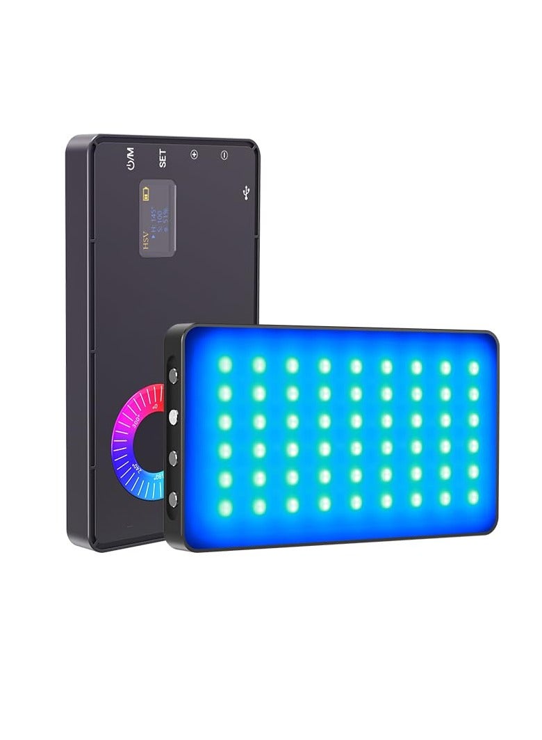 RGB Video Light, Portable LED Camera Light Panel 0-360 Full Color, CRI 95+ 2500-8500K LED 4000mAh Rechargeable DSLR Lighting, for Vlog Live Streaming Video Conference