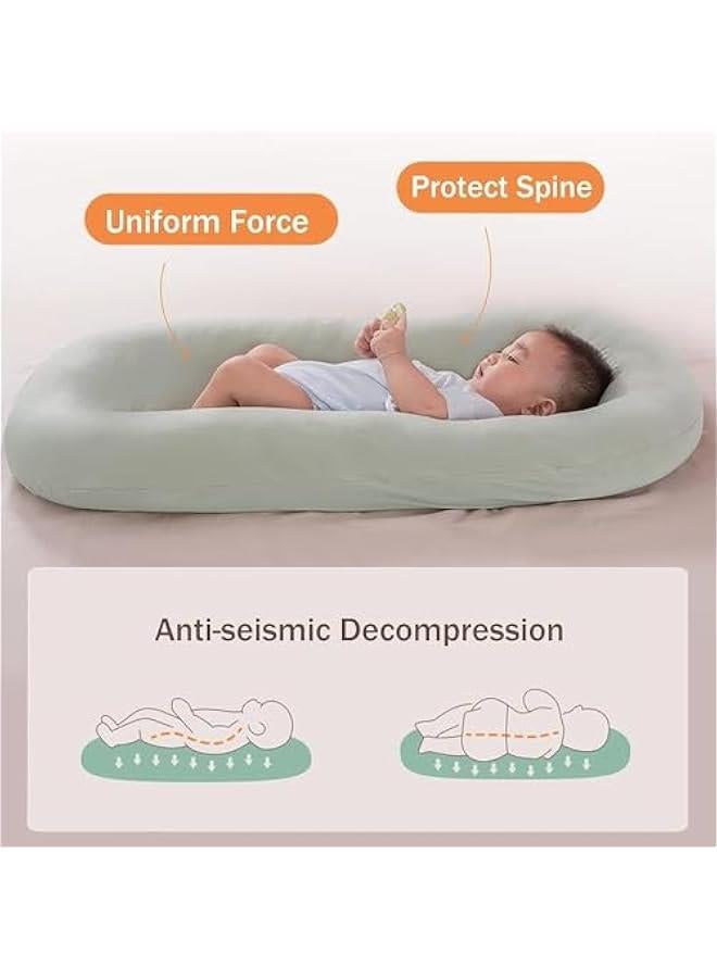 Baby Lounger Snuggle Me Lounger for Baby, Bionic Design Baby Nest Sleeper Baby Lounger for Newborn 0-24 Months, Soft Organic Cotton Breathable Lounger Pillow for Infants (green)