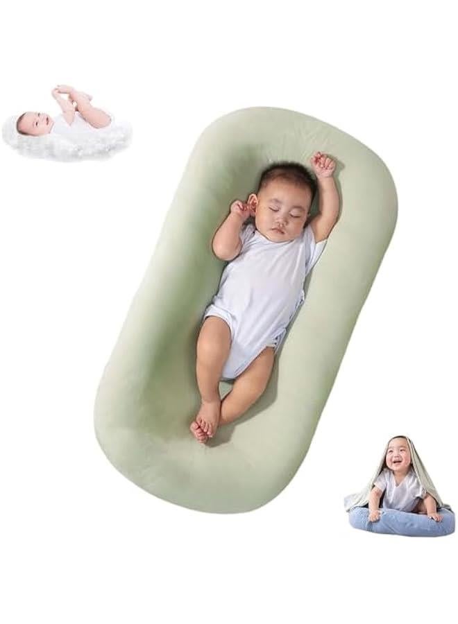 Baby Lounger Snuggle Me Lounger for Baby, Bionic Design Baby Nest Sleeper Baby Lounger for Newborn 0-24 Months, Soft Organic Cotton Breathable Lounger Pillow for Infants (green)