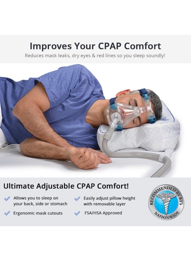 Cpapmax 2 In 1 Cooling Plush Cpap Comfort Pillow Reduce Air Leaks Hose Tangles Mask Discomfort And Adjust Thickness For Side Stomach Back Sleepers All Masks Works 1St Night