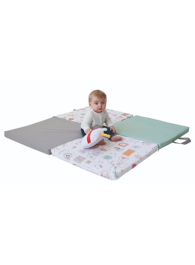 Tineo Early Learning Mat | Thick and Soft Mat, Motor Skills Mat, Baby Floor Play Mat, Sleeping Mat, Multifunctional 3 in 1 | Made in France, 120 x 120 cm | Indian Spirit