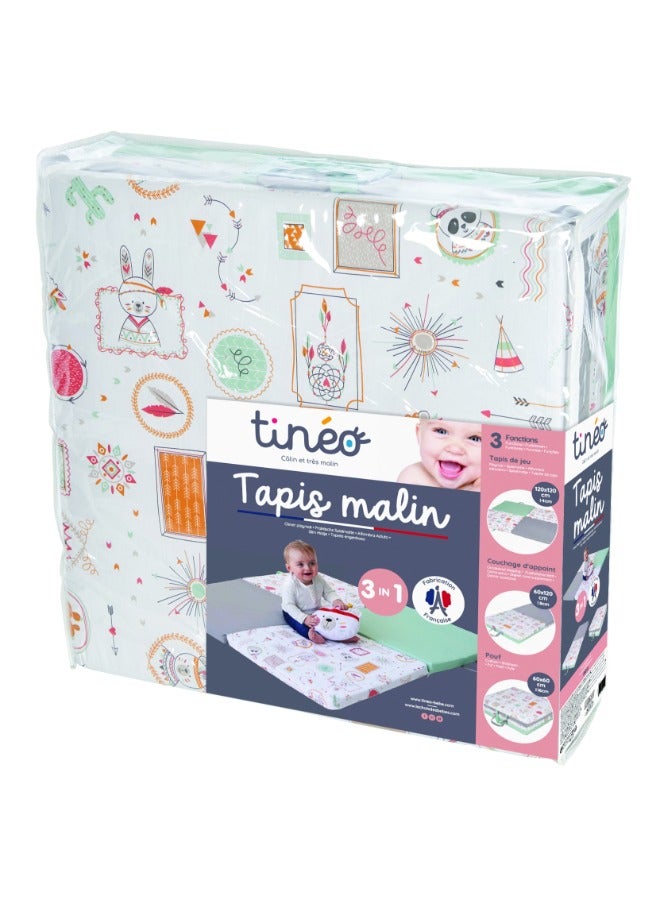 Tineo Early Learning Mat | Thick and Soft Mat, Motor Skills Mat, Baby Floor Play Mat, Sleeping Mat, Multifunctional 3 in 1 | Made in France, 120 x 120 cm | Indian Spirit