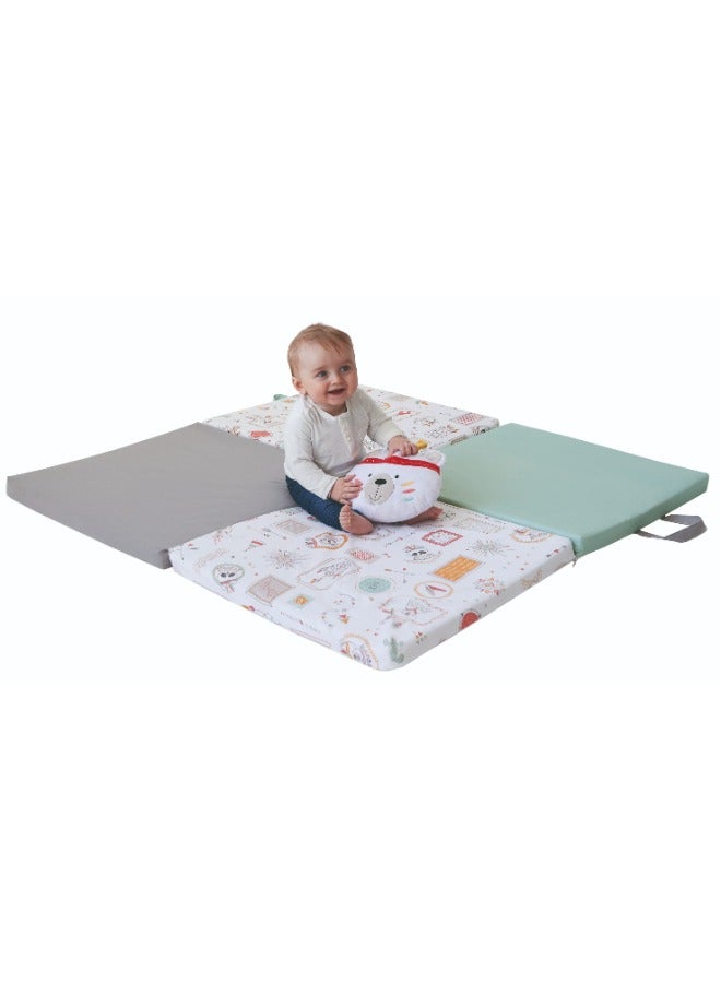 Tineo Early Learning Mat | Thick and Soft Mat, Motor Skills Mat, Baby Floor Play Mat, Sleeping Mat, Multifunctional 3 in 1 | Made in France, 120 x 120 cm | Indian Spirit