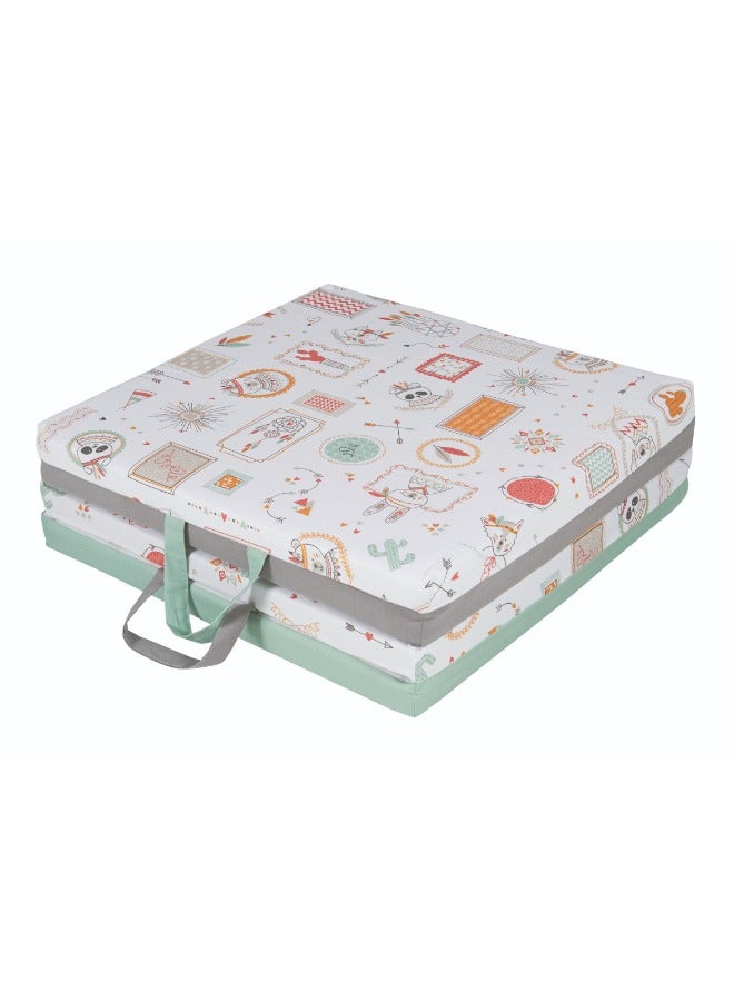Tineo Early Learning Mat | Thick and Soft Mat, Motor Skills Mat, Baby Floor Play Mat, Sleeping Mat, Multifunctional 3 in 1 | Made in France, 120 x 120 cm | Indian Spirit