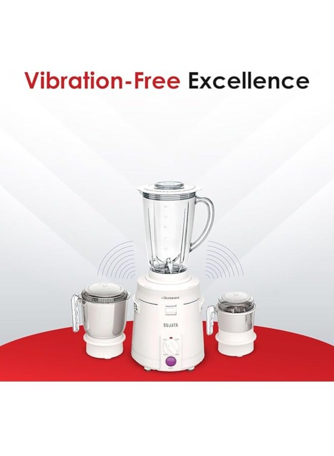 Sujata Supermix, Mixer Grinder, 900 Watts, 3 Jars (White)