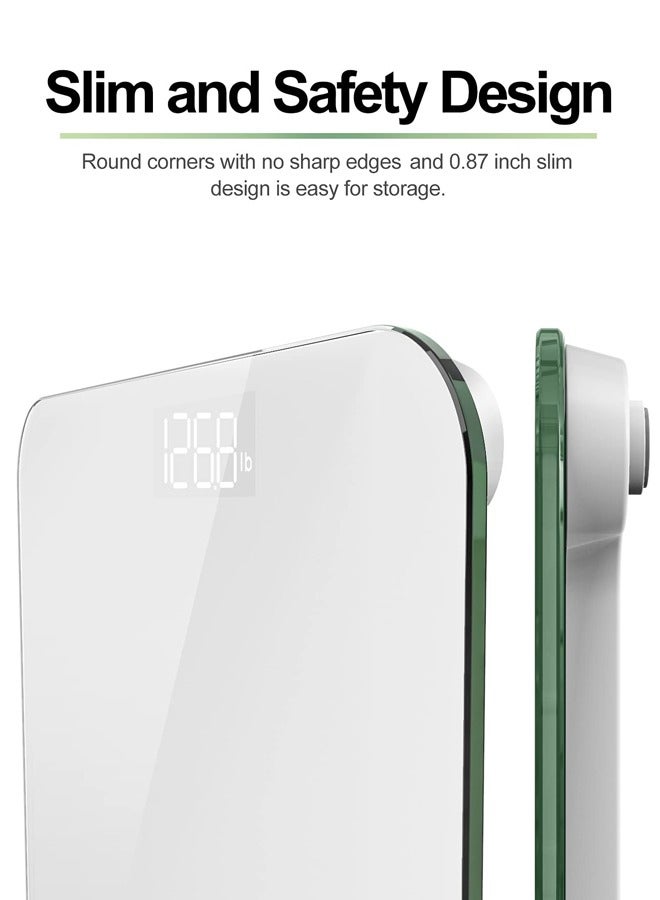 RENPHO Digital Bathroom Scale Highly Accurate Body Weight Scale with Lighted LED Display Round Corner Design 400 lb,White - Core 1S