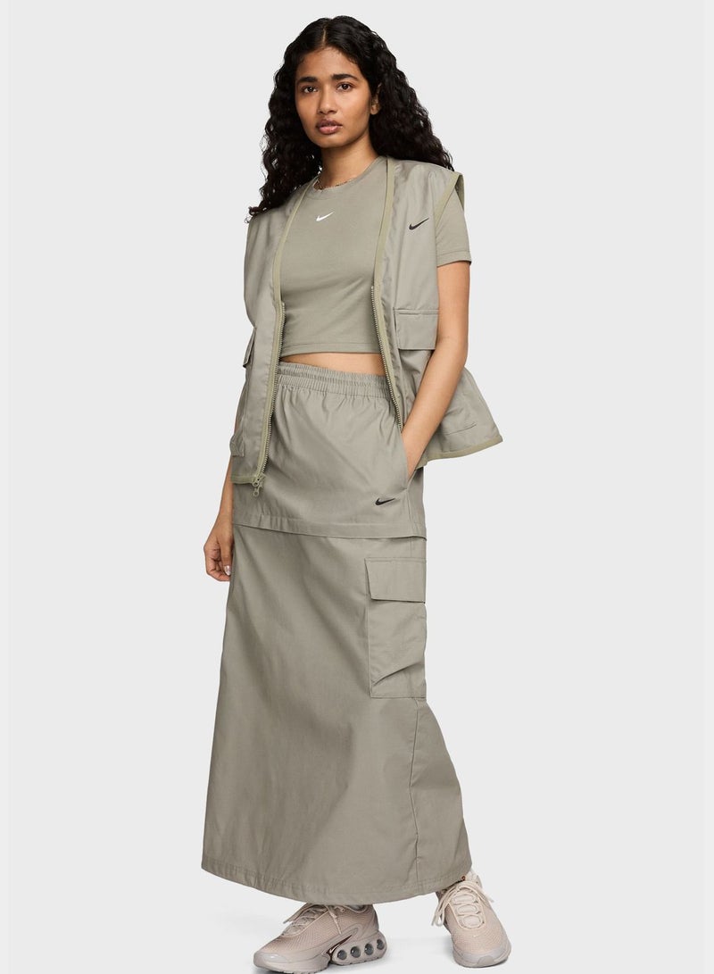 Nsw Essential Woven Midrise Cargo Middi Skirt