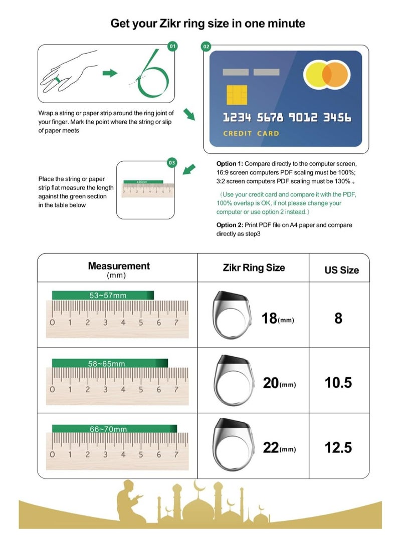 iQIBLA Smart Tasbih Zikr Ring 18mm Tally Tasbeeh Counter