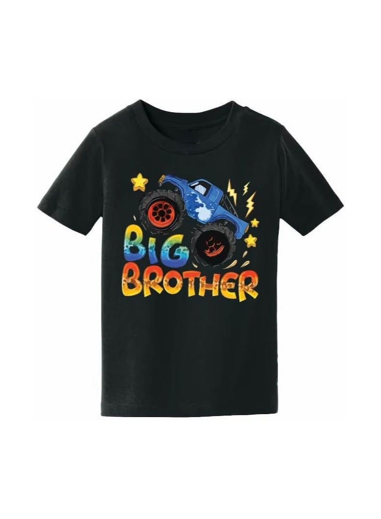 Big Brother Kids Boys T-Shirt - Round Neck, Short Sleeve, Soft and Comfortable Tshirt - Big Brother Announcement Tee for Boys with Fun Big Brother Design