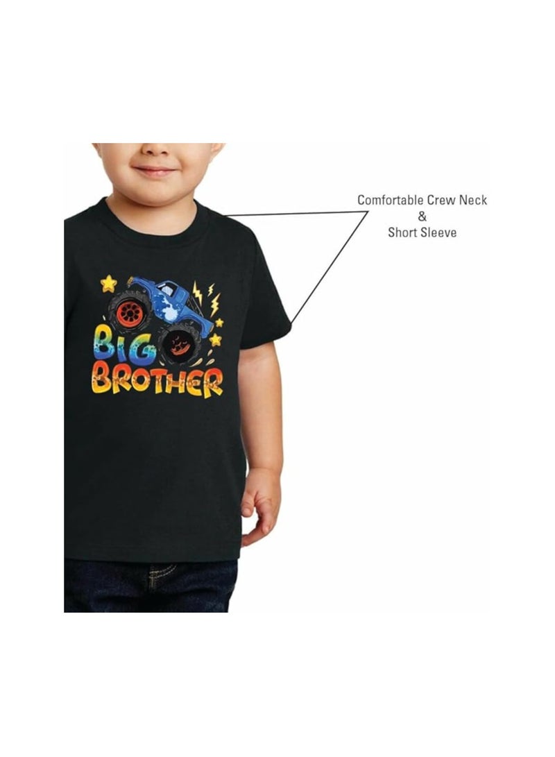 Big Brother Kids Boys T-Shirt - Round Neck, Short Sleeve, Soft and Comfortable Tshirt - Big Brother Announcement Tee for Boys with Fun Big Brother Design