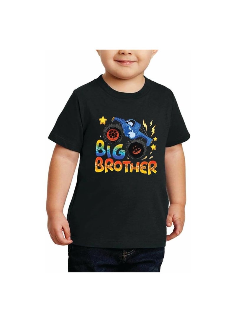 Big Brother Kids Boys T-Shirt - Round Neck, Short Sleeve, Soft and Comfortable Tshirt - Big Brother Announcement Tee for Boys with Fun Big Brother Design