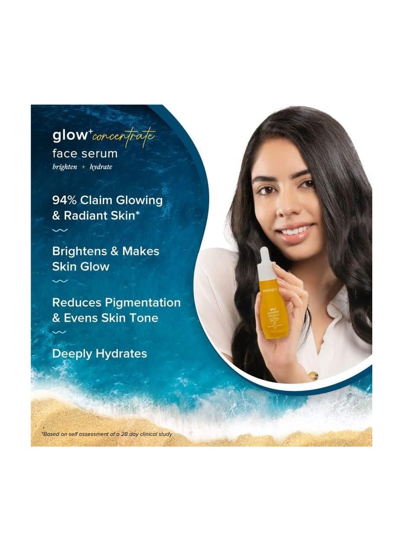 Aqualogica Glow+ Concentrate Vitamin C Face Serum with Hyaluronic Acid, Vitamin C & Papaya - Glow Serum for Men & Women | Glowing Skin, Skin Brightening & Non Sticky -30ml