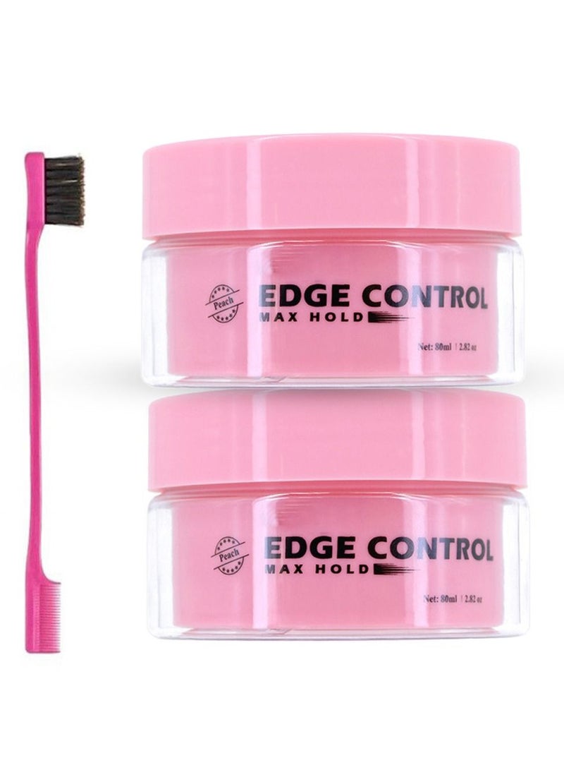 2 Pieces Advanced Edge Control Styling Wax 100% Pure Castor Oil Infused Frizz & Edges The Hair With No Flaking Strong 48 Hour Hold Styling Wax For Salon and Spa Use DIY Hair Styling At Home