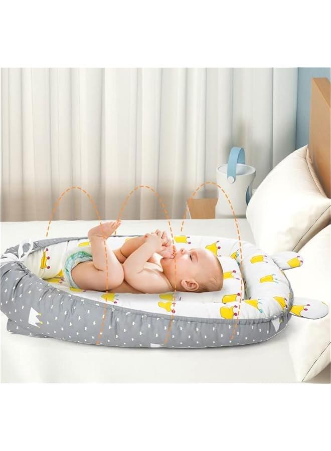 Baby Lounge And Share a Sleeping Baby Cradle, Foldable,100% Cotton Portable Pressure Protection Crib, Can Be Used For Bedroom/Travel/Camping (rainbow (only lounger))