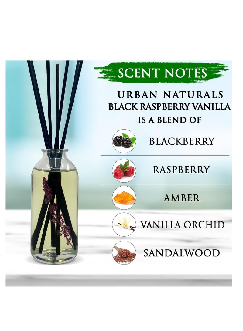 Urban Naturals Black Raspberry Vanilla Reed Diffuser Set | Made with Essential Oils & Real Botanicals | Blackberry, Raspberry, Amber, Vanilla Orchid & Sandalwood | Made in The USA