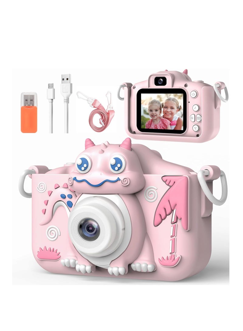 Kids Toys Camera, Children HD 1080P Digital Video Camera for Age 3-12 Boys Girls with Cartoon Soft Silicone Cover -Best Birthday Chritmas Festival Gift for Kid -32G SD Card Included