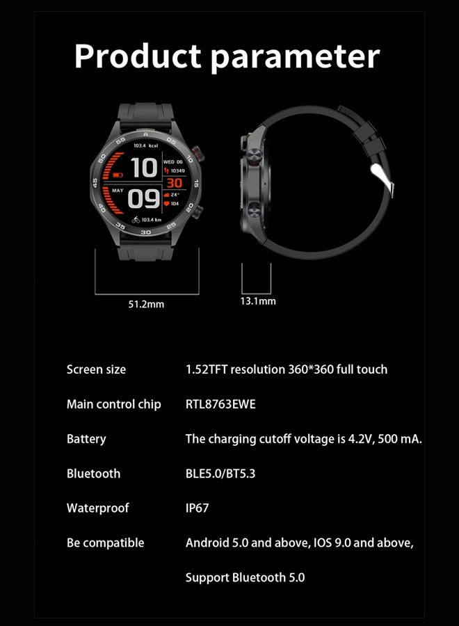 Men's Bluetooth Smartwatch, 1.52