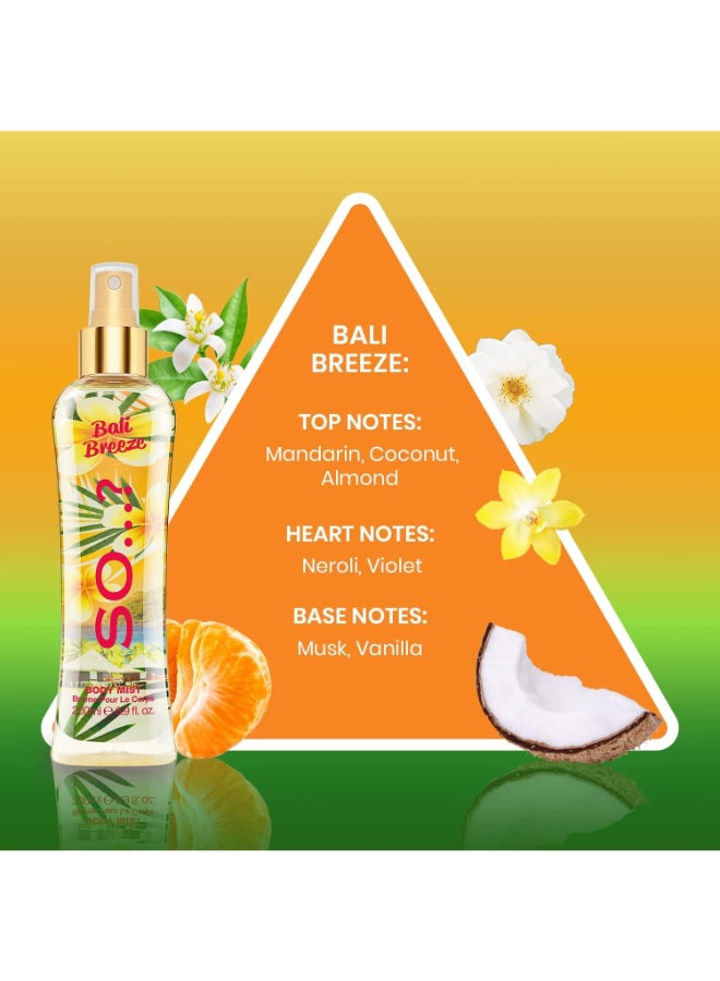 Summer Escapes Womens Bali Breeze Body Mist Fragrance Spray 200Ml