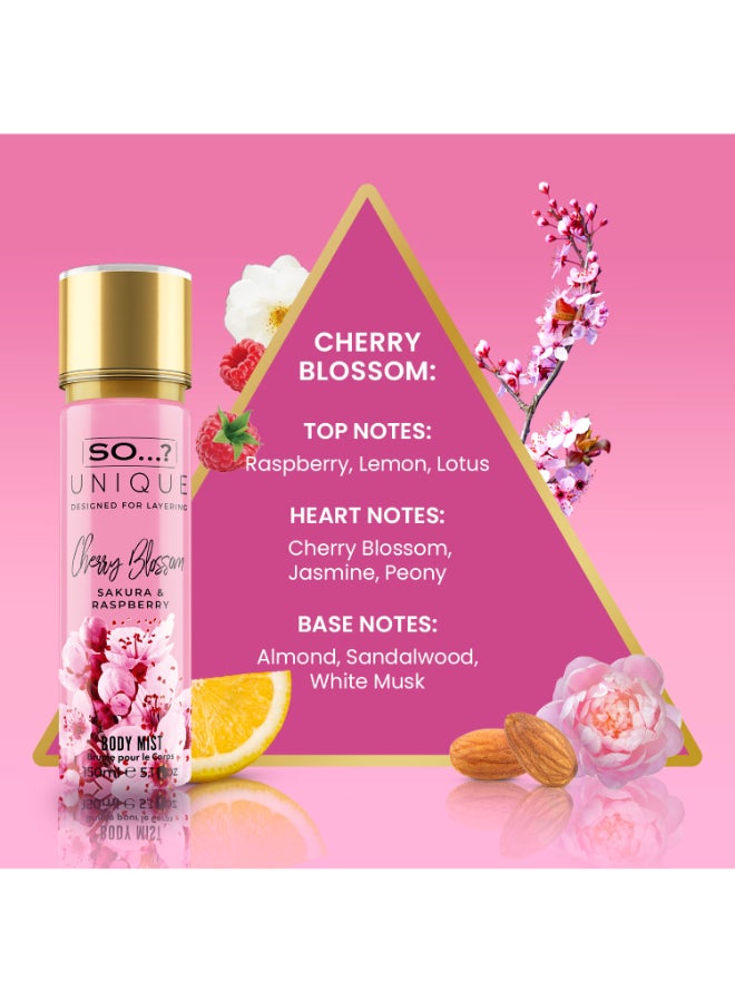 Unique Cherry Blossom Body Mist for Women – Delicate & Refreshing Floral Fragrance Spray, Long-Lasting Mist Infused with Sweet & Elegant Notes, 150ml
