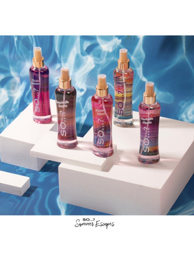Summer Escapes Womens Miami Mykonos Nights Body Mist Fragrance Spray 200Ml