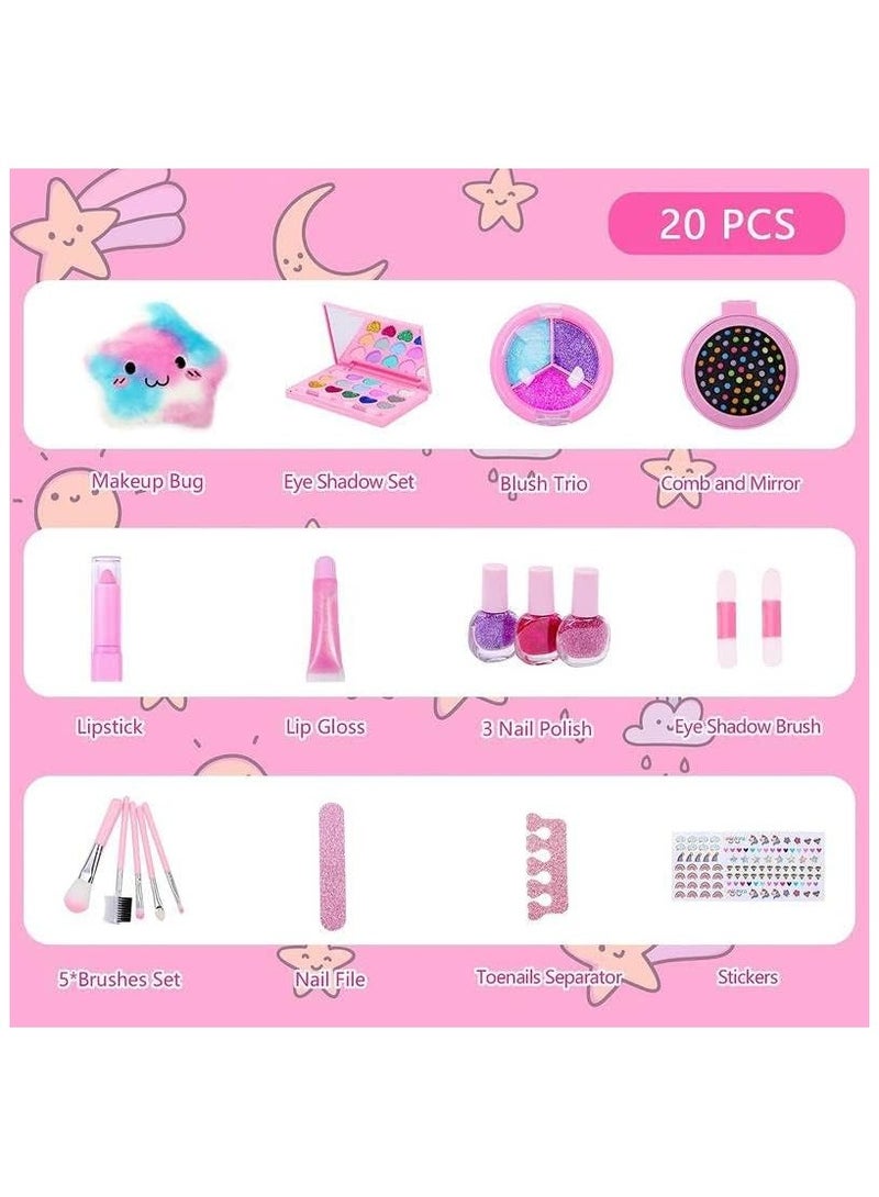 Kids Makeup Kit for Girls - Washable Real Makeup Set for Toddlers - Safe & Non-Toxic Princess Beauty Toys for Ages 3-10