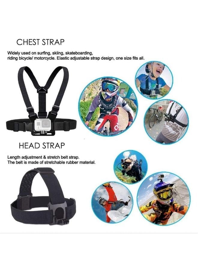 2 in 1 Universal Head Strap Mount and Chest Strap Bundle Compatible with Action Camera