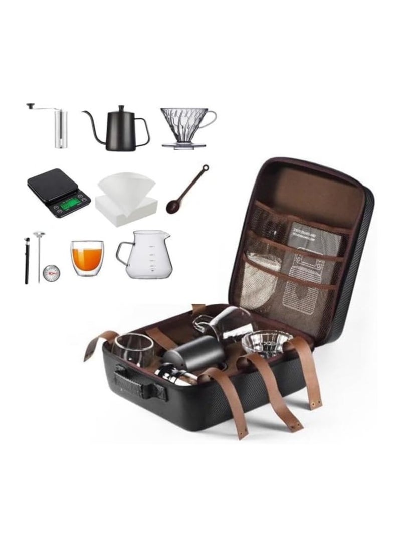 V60 Pour Over Coffee Maker Set With Carry Case Black 600ml