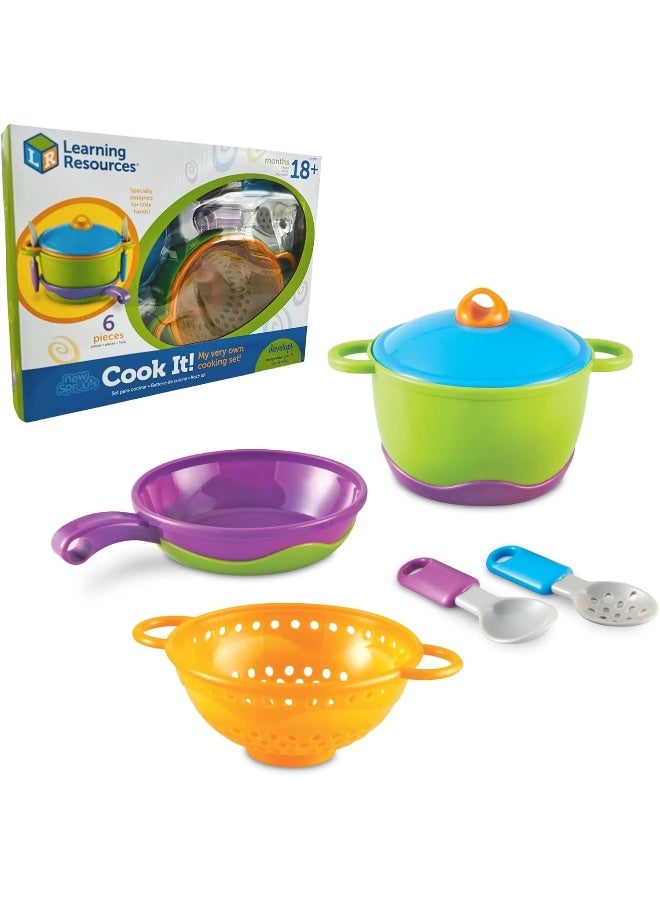 Learning Resources New Sprouts Cook it!, 6 Pieces, Ages 2+ Pretend Play Food for Toddlers, Preschool Learning Toys, Kitchen Play Toys for Kids