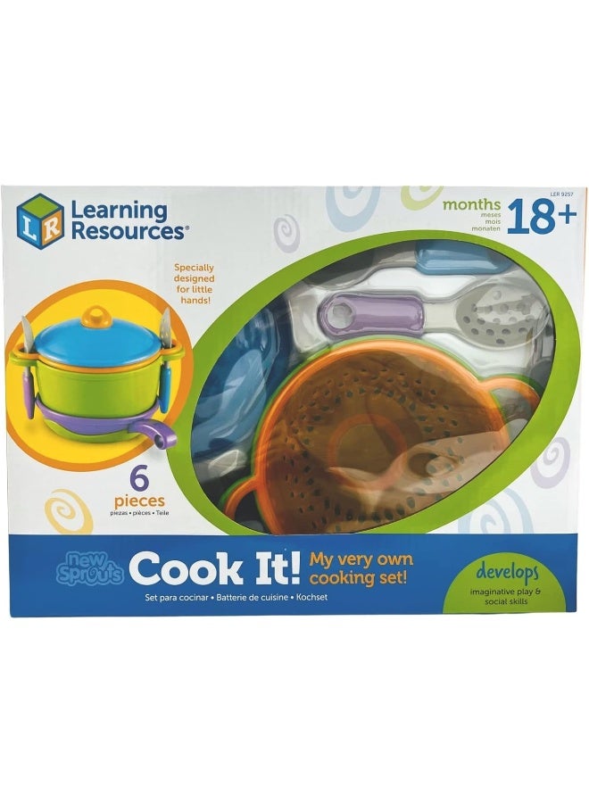 Learning Resources New Sprouts Cook it!, 6 Pieces, Ages 2+ Pretend Play Food for Toddlers, Preschool Learning Toys, Kitchen Play Toys for Kids