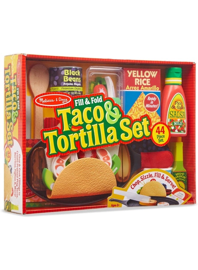 Melissa & Doug Fill & Fold Taco & Tortilla Set | Play Food | Pretend Play| Age +3 years | Gift for Boy or Girl