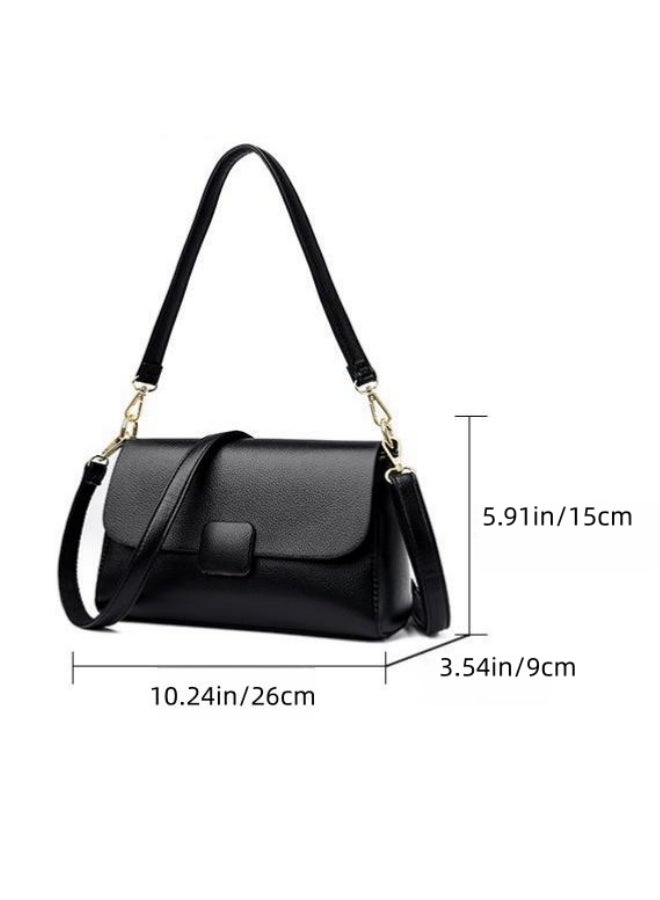Women's Solid Color Shoulder Bag, Ladies Creative Small Square Buckle Crossbody Bag Sling Bag Side Bag Carry Bag, Daily Commuter/Banquet/Party/Campus PU Leather Satchel Bags Tourist Bag for Girls