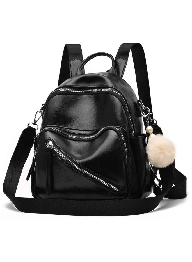 Women's Cute Small Backpack, Ladies PU Leather Shoulder Bag,Large-Capacity Campus School Bag/Back Bag/Carrying Bag/Crossbody Bag/Sling Bag/Side Bag for Girls and College Students