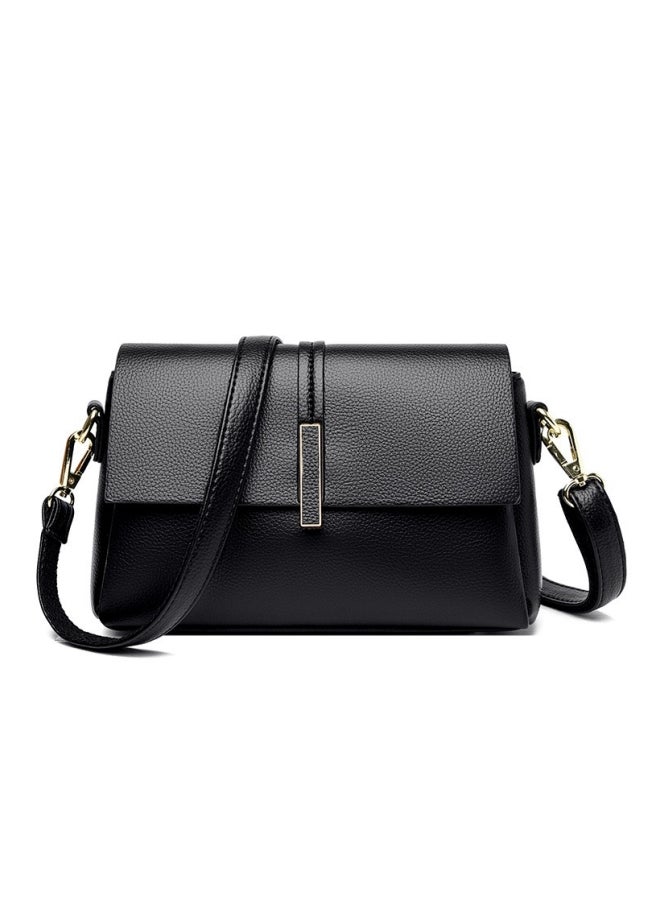 Women's Black Shoulder Bag, Ladies PU Leather Crossbody Bag Sling Bag Side Bag Office Bag Briefcase, Multi-compartment Large Capacity Carrying Bag Tourist Bag for Girls/College Students