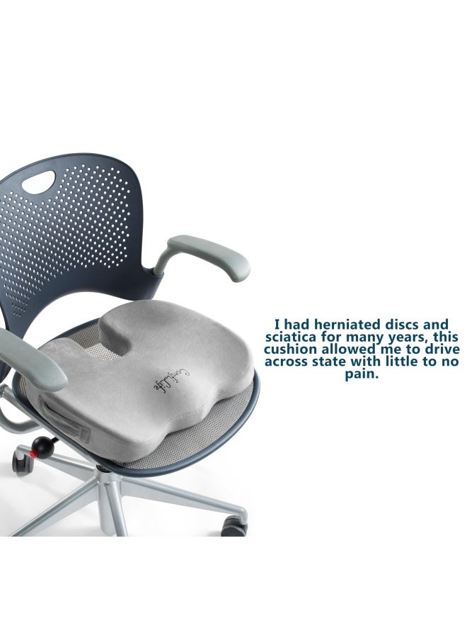 Lumbar Support Back Pillow Office Chair And Car Seat Cushion Memory Foam With Adjustable Strap And Breathable 3D Mesh Grey