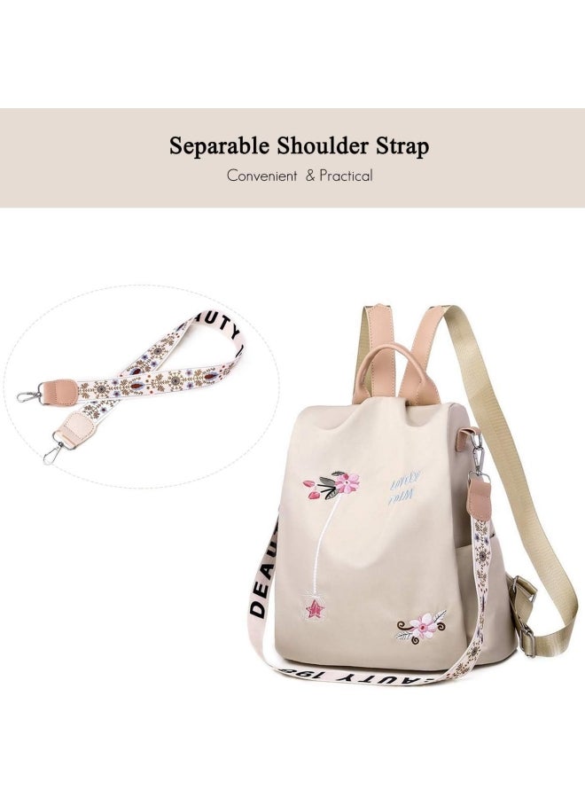 Women's Anti-theft Backpack, Ladies Large Capacity Nylon School Bag Back Bag Book Bag Shoulder Bag, Girls and College Students Waterproof Handbag Side Bag Sling Bag for Campus Shopping
