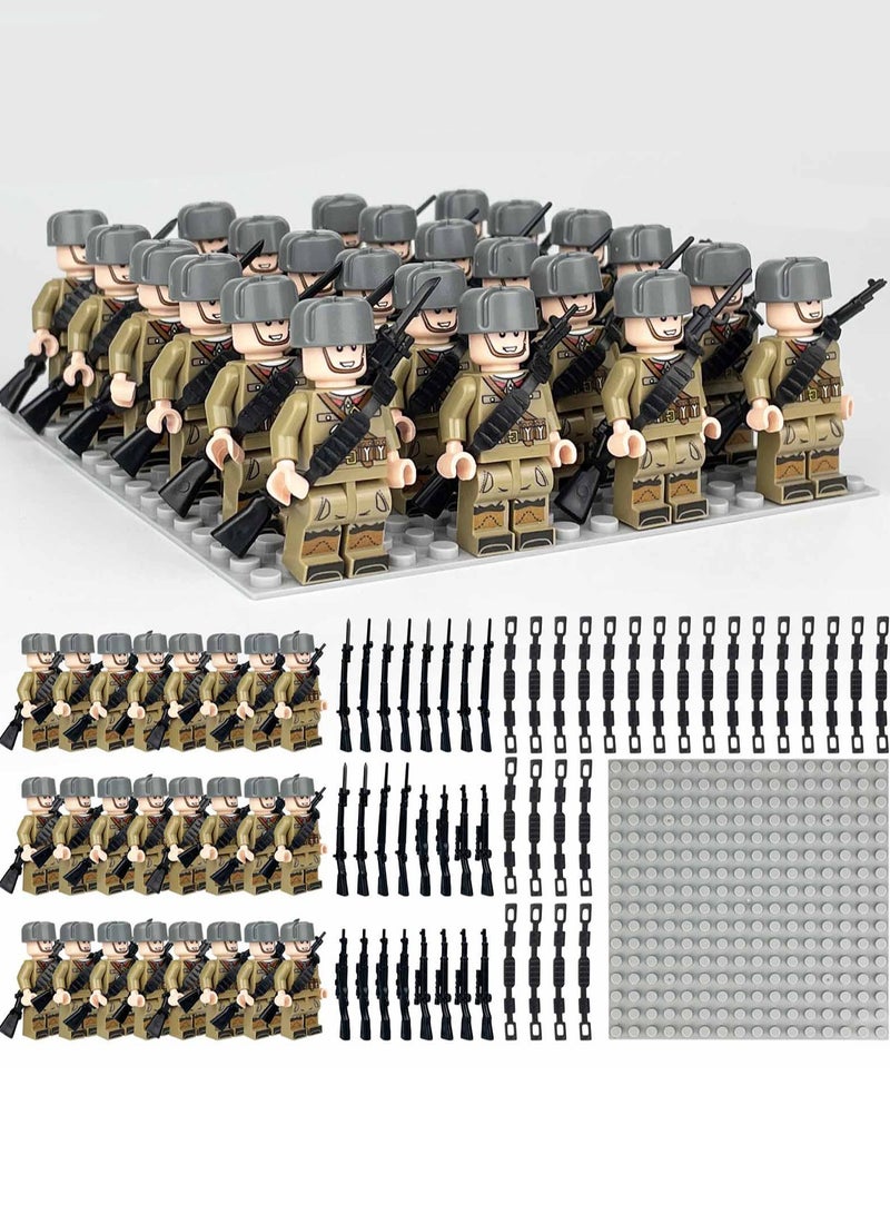 Army Block Toy Set 24 Pieces Small Particle Assembly Toys (Snow Country Army Square)